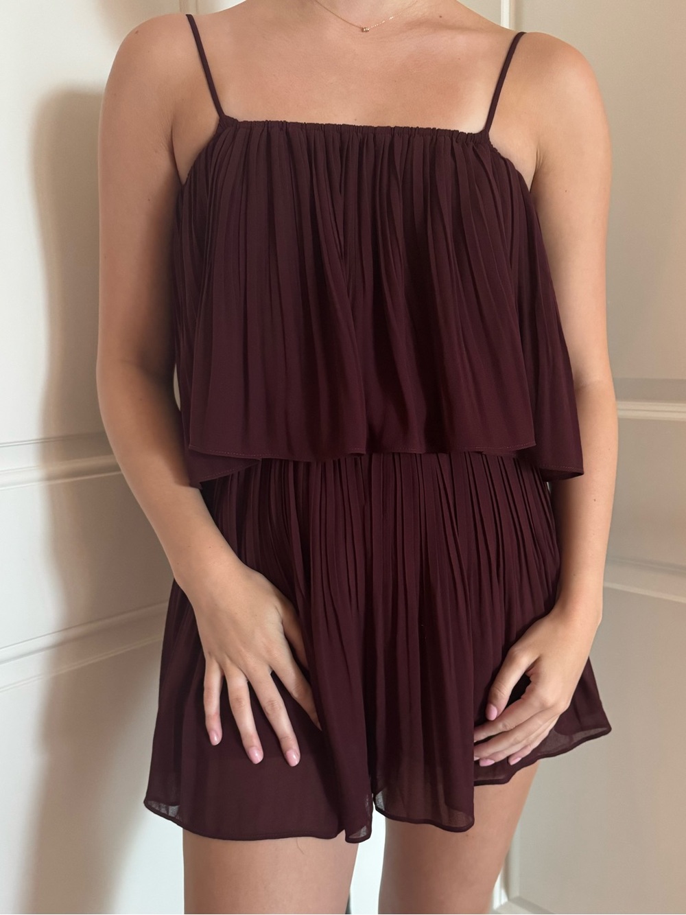 Naked Zebra Maroon Spaghetti Strap Romper